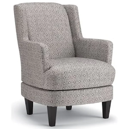 Casual Swivel Barrel Chair with Wood Legs